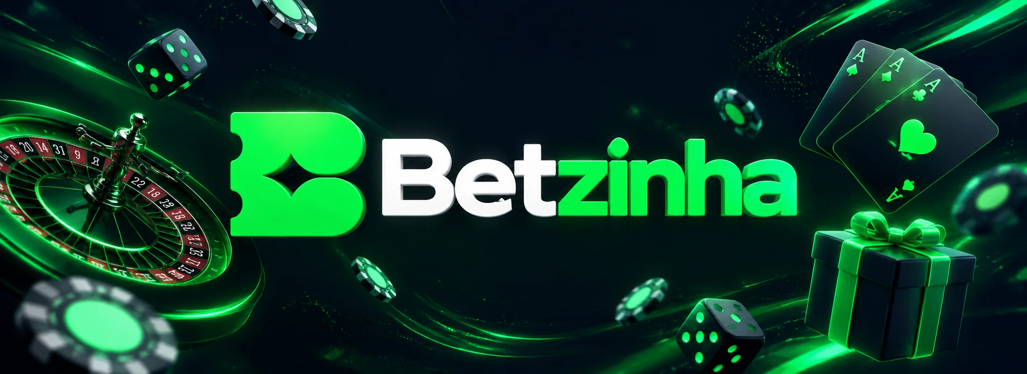 Banner do Betzinha cassino com 1.680 jogos, rodadas grátis de R$ 1,00 e saque via Pix